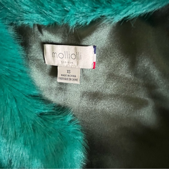 Anthropologie Turquoise Faux Fur Coat - Picture 8 of 9